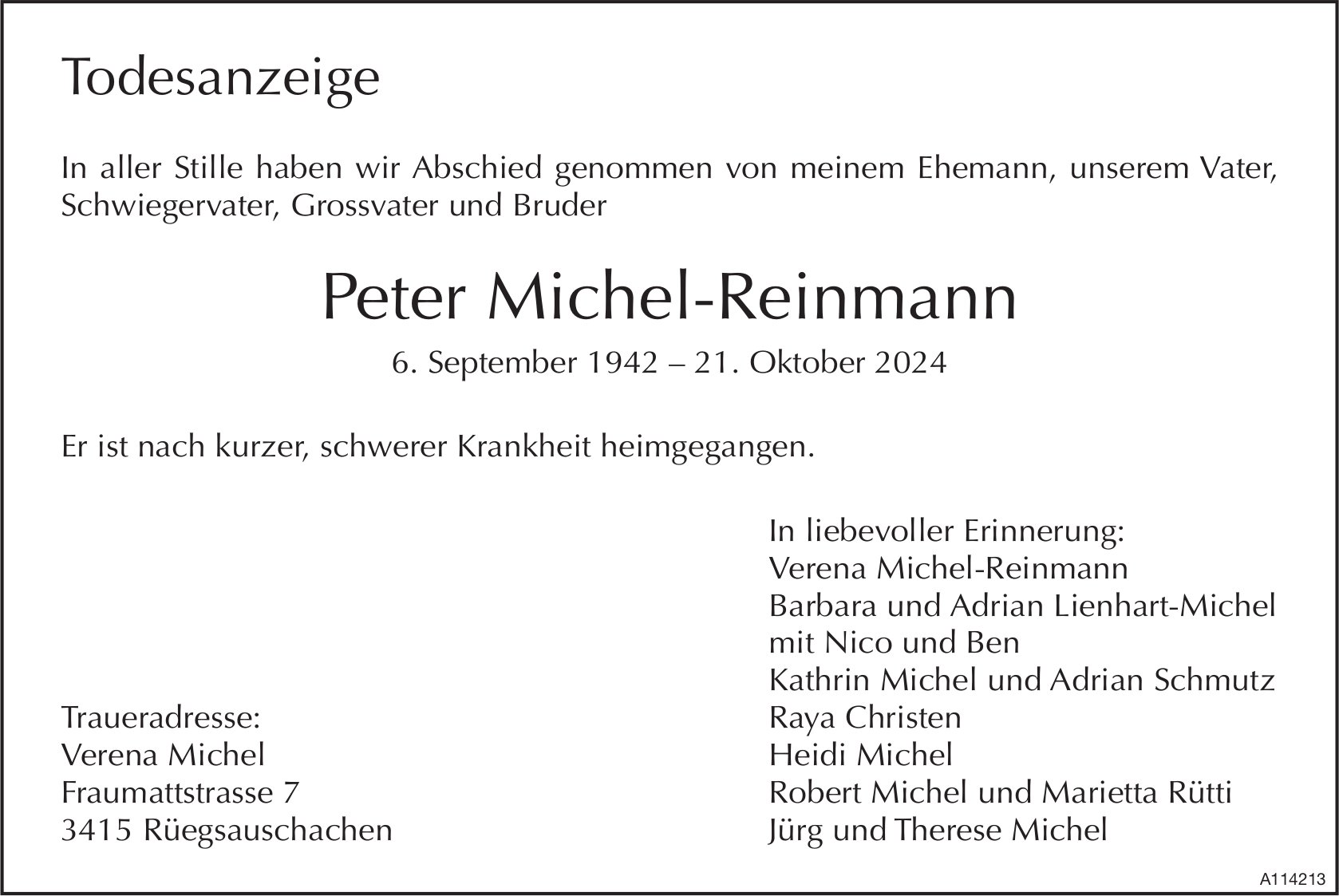 Peter Michel-Reinmann, Oktober 2024 / TA