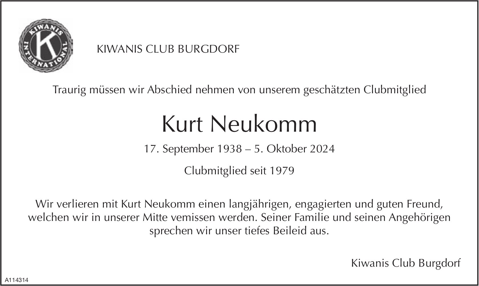 Kurt Neukomm, Oktober 2024 / TA