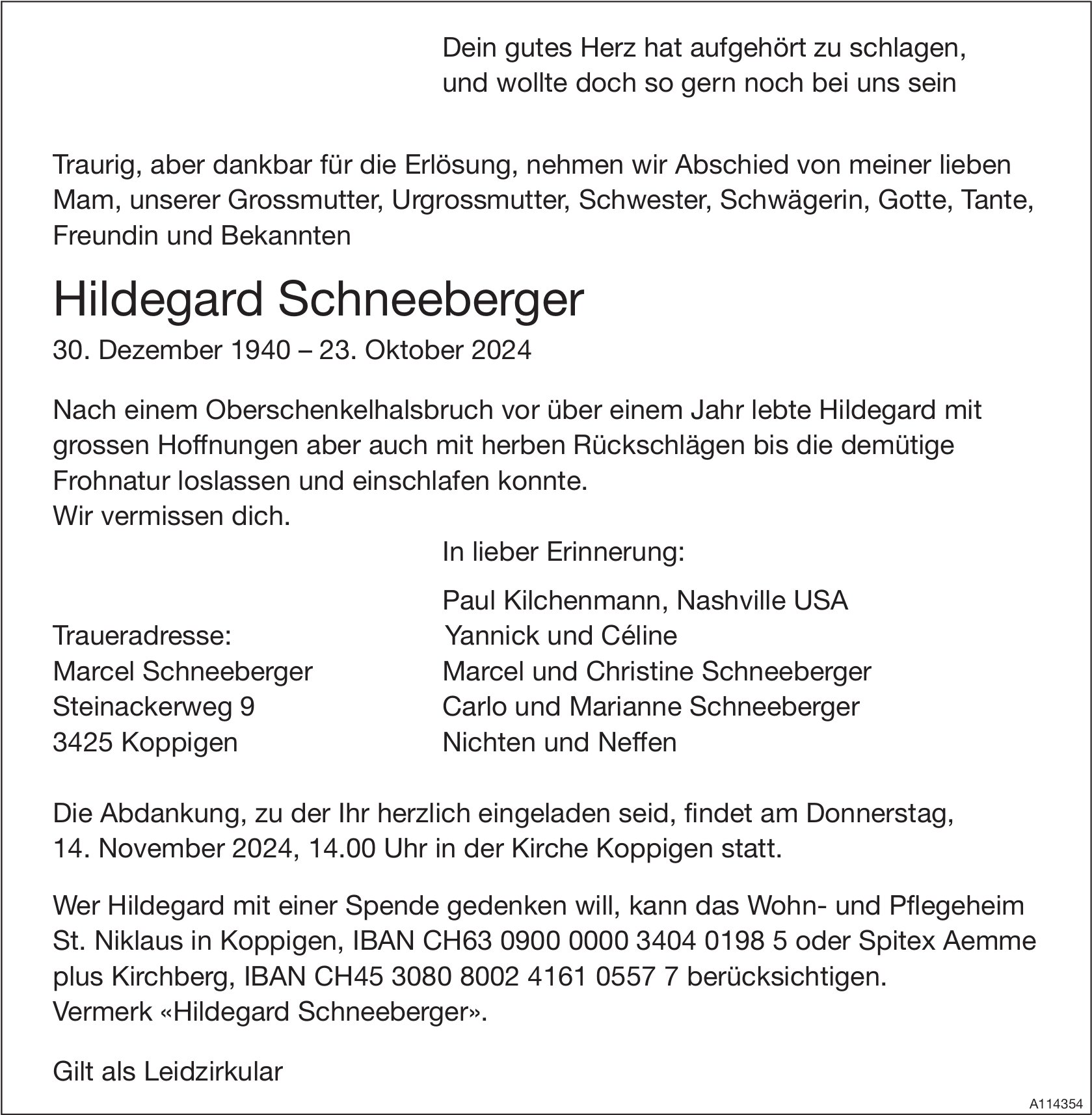 Hildegard Schneeberger, Oktober 2024 / TA