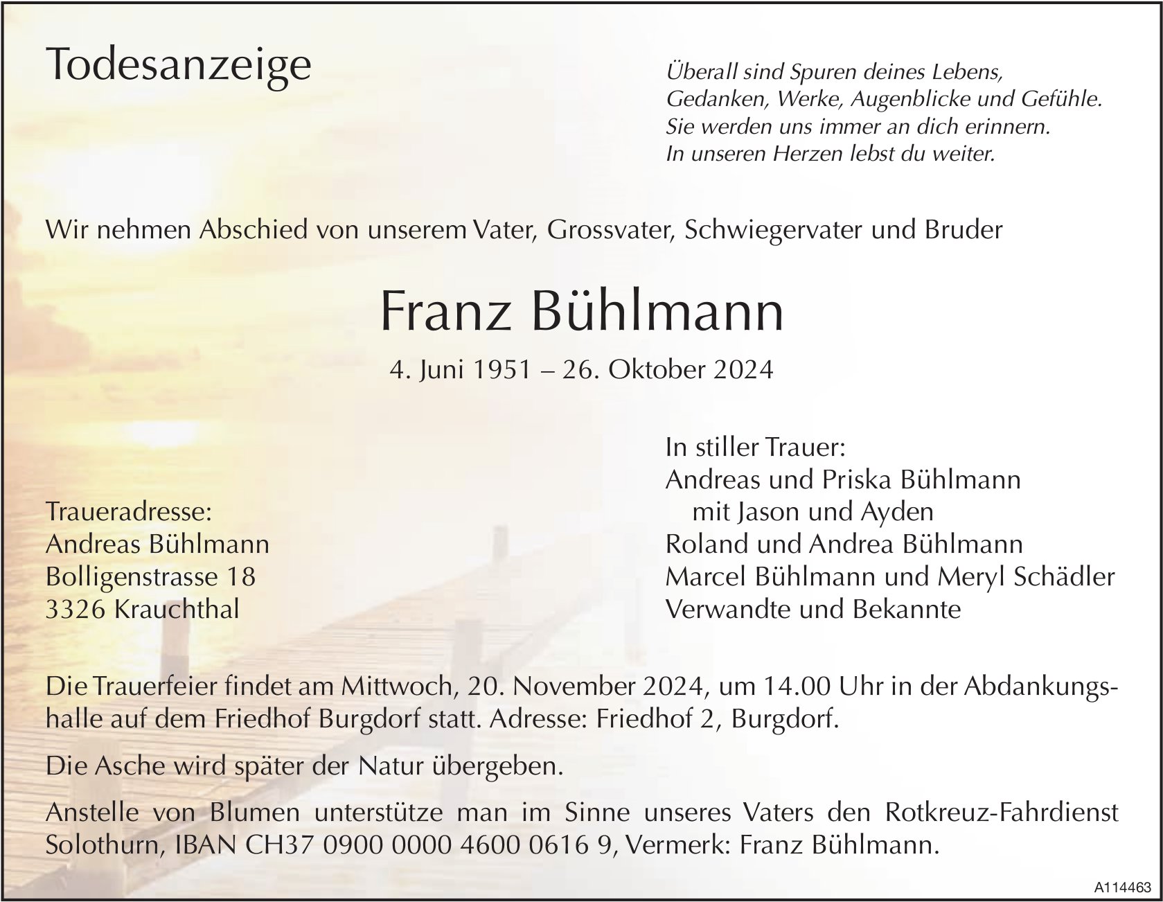 Franz Bühlmann, Oktober 2024 / TA