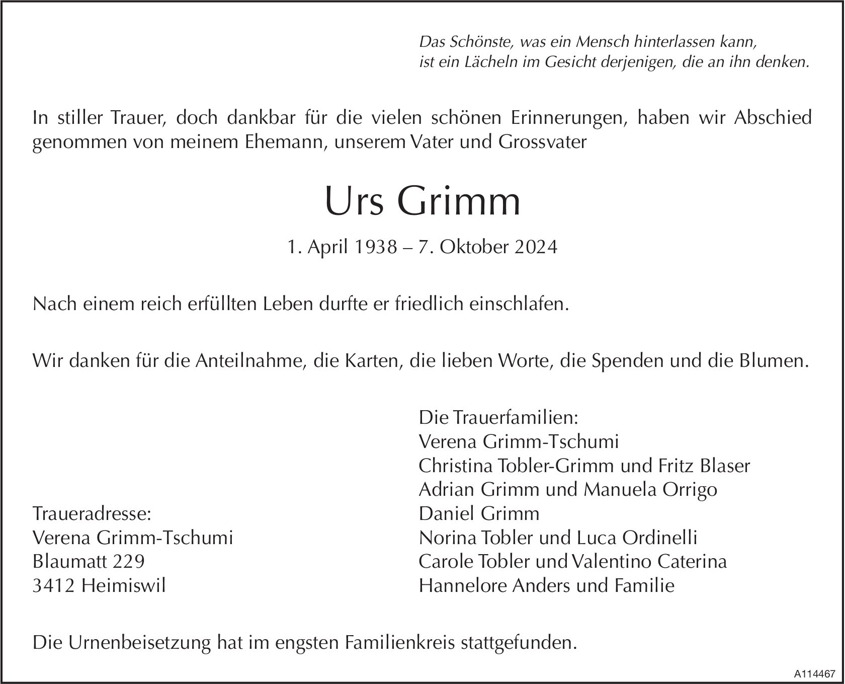 Urs Grimm, Oktober 2024 / TA