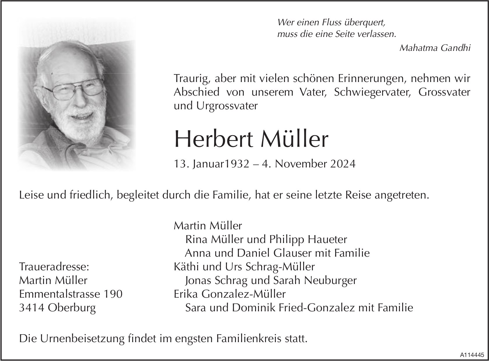 Herbert Müller, November 2024 / TA