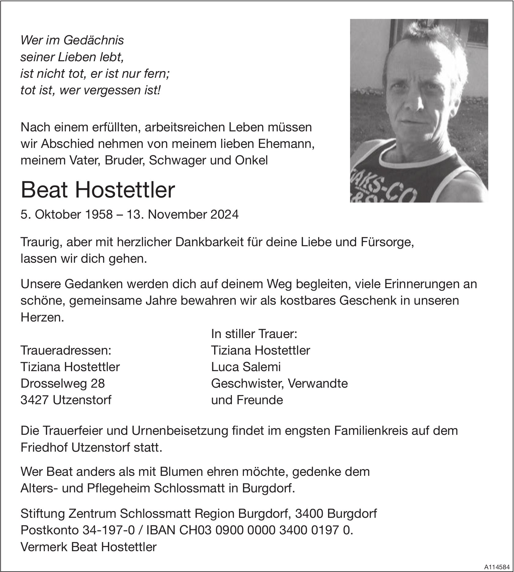 Beat Hostettler, November 2024 / TA