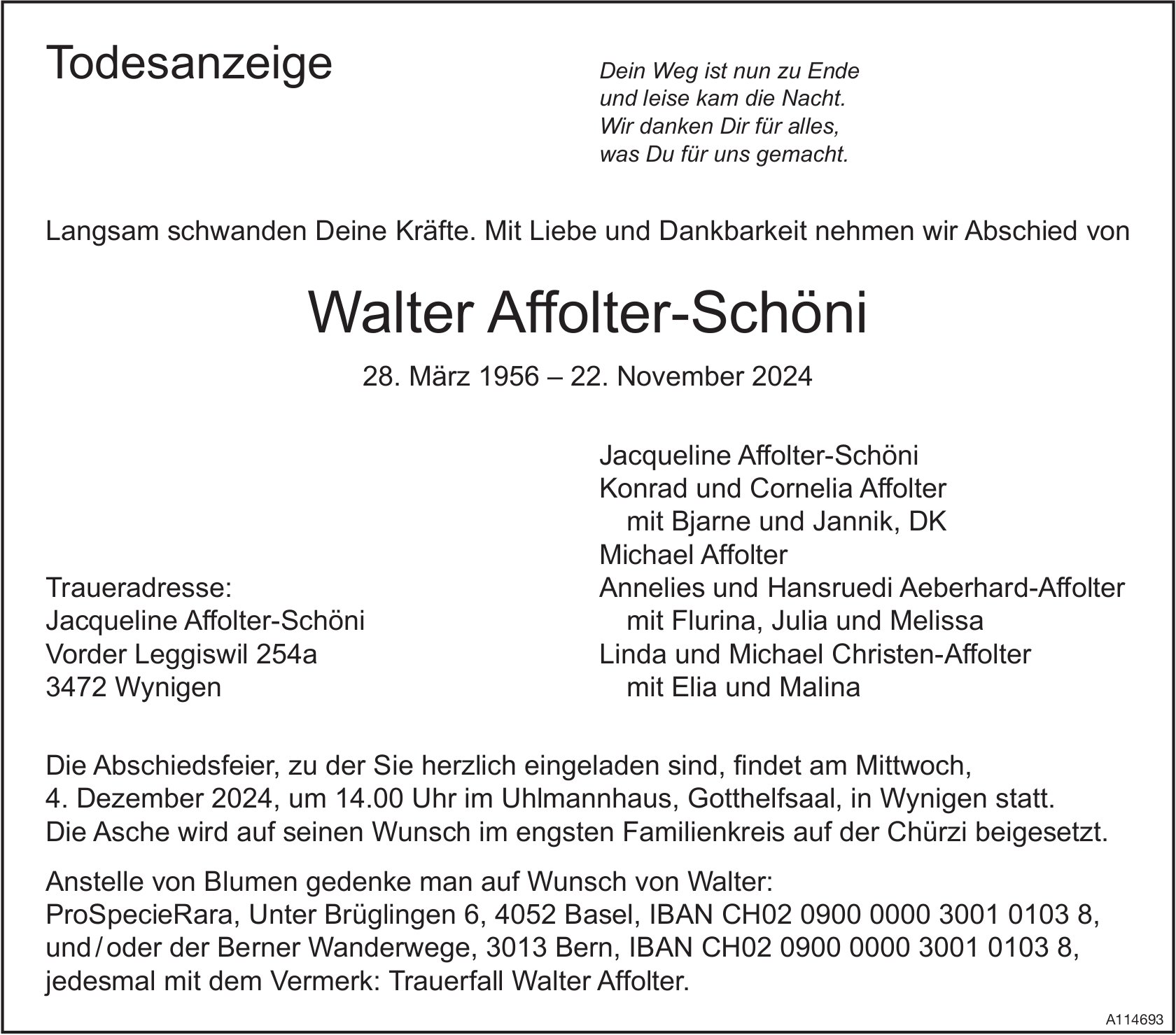 Walter Affolter-Schöni, November 2024 / TA