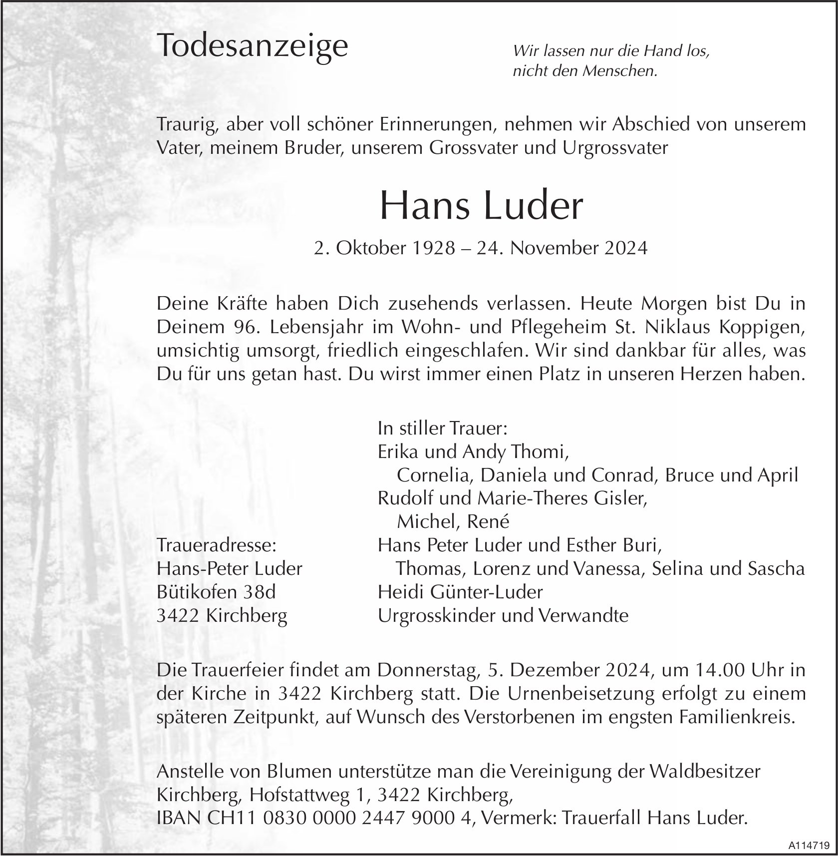 Hans Luder, November 2024 / TA