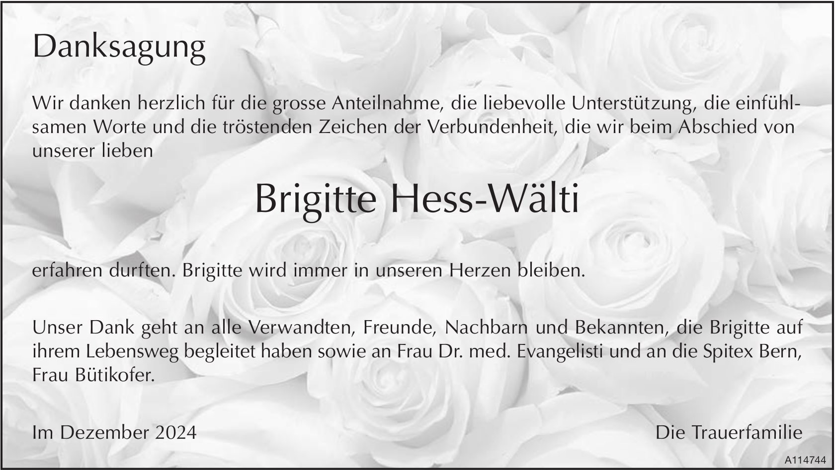 Brigitte Hess-Wälti, im Dezember 2024 / DS