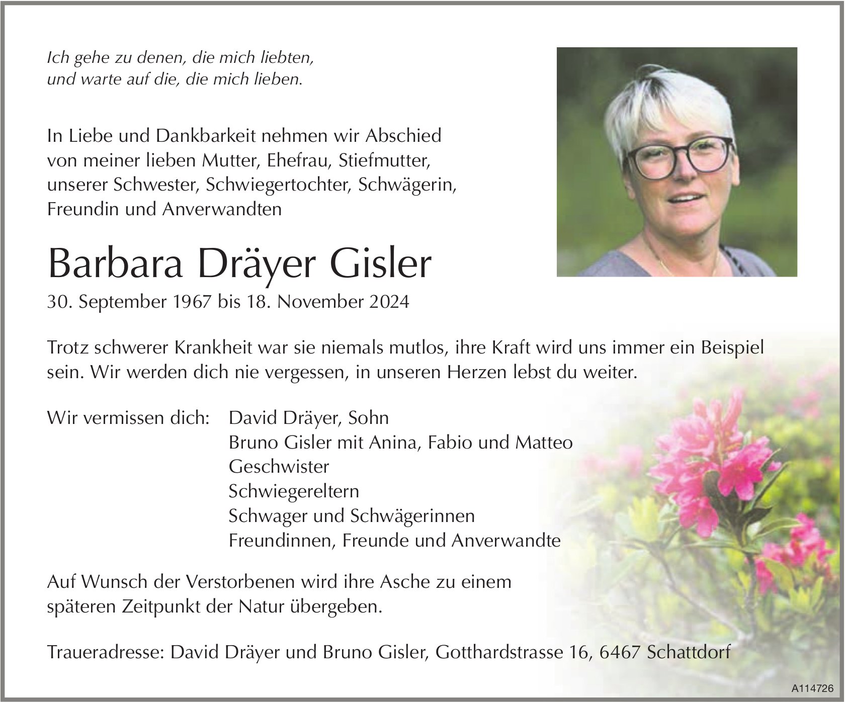 Barbara Dräyer Gisler, November 2024 / TA