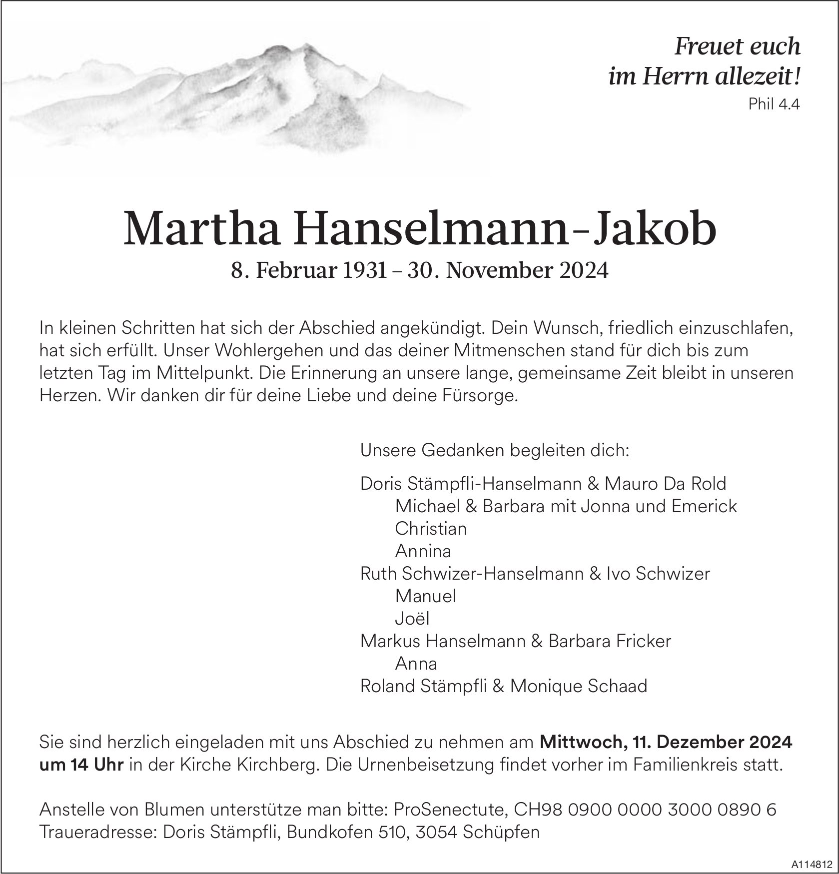 Martha Hanselmann-Jakob, November 2024 / TA