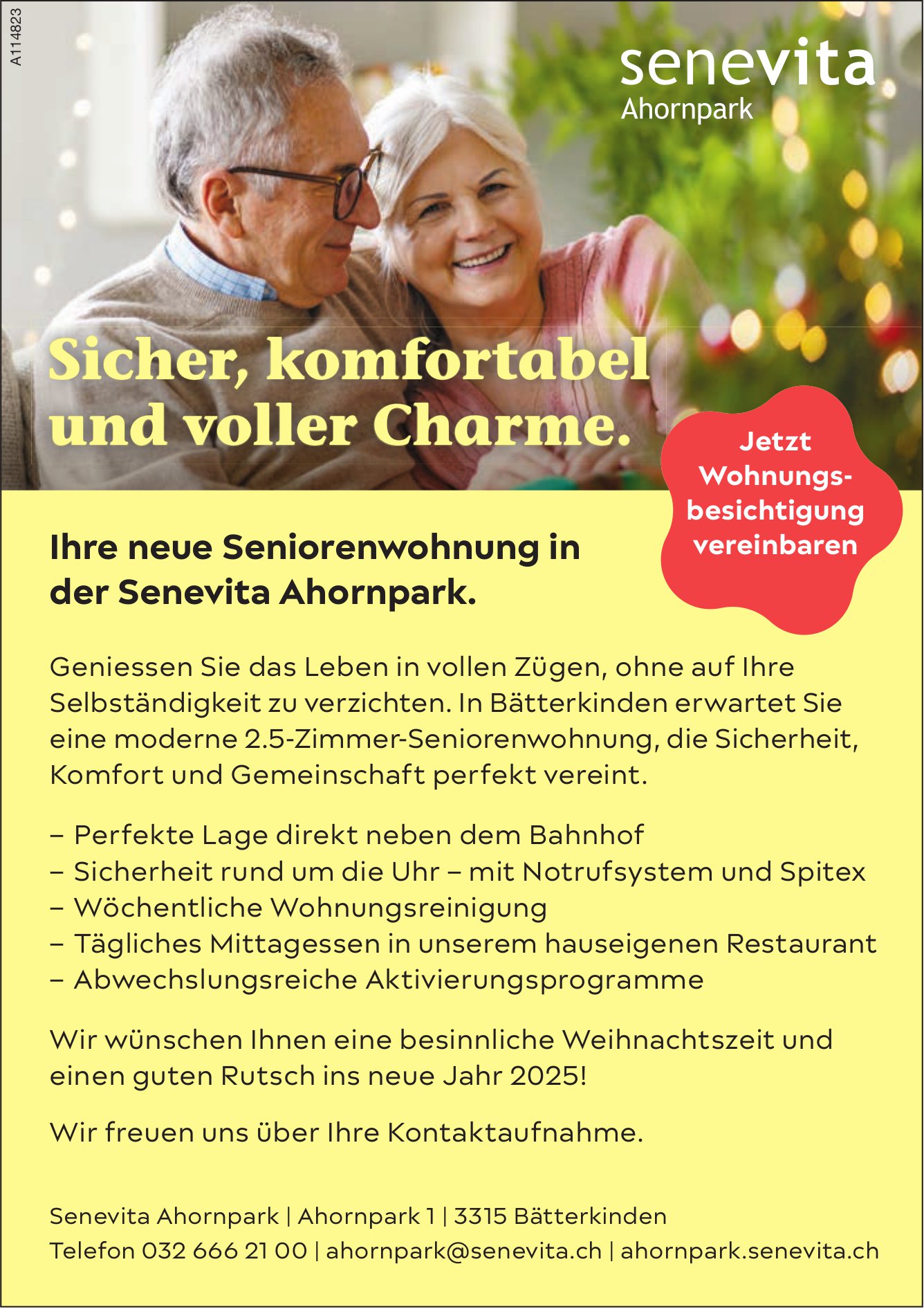 Ihre neue Seniorenwohnung in der Senevita Ahornpark, 2½-Zimmer-Wohnung, Bätterkinden