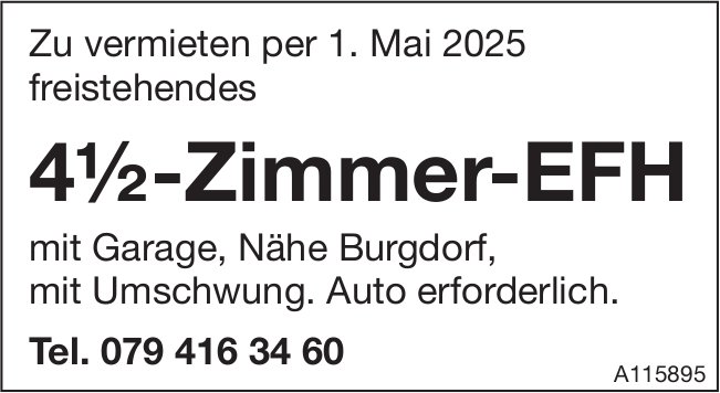 4.5-Zimmer-EFH, Burgdorf, zu vermieten