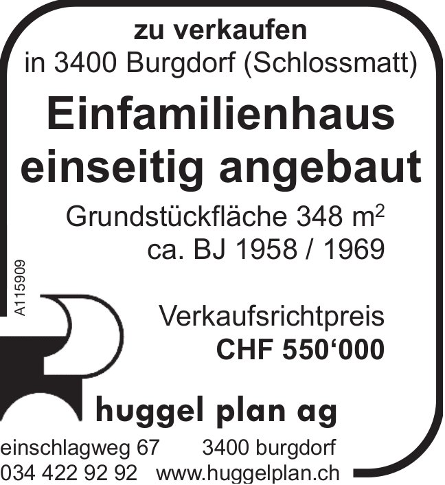 Einfamilienhaus einseitig angebaut, Burgdorf, zu verkaufen