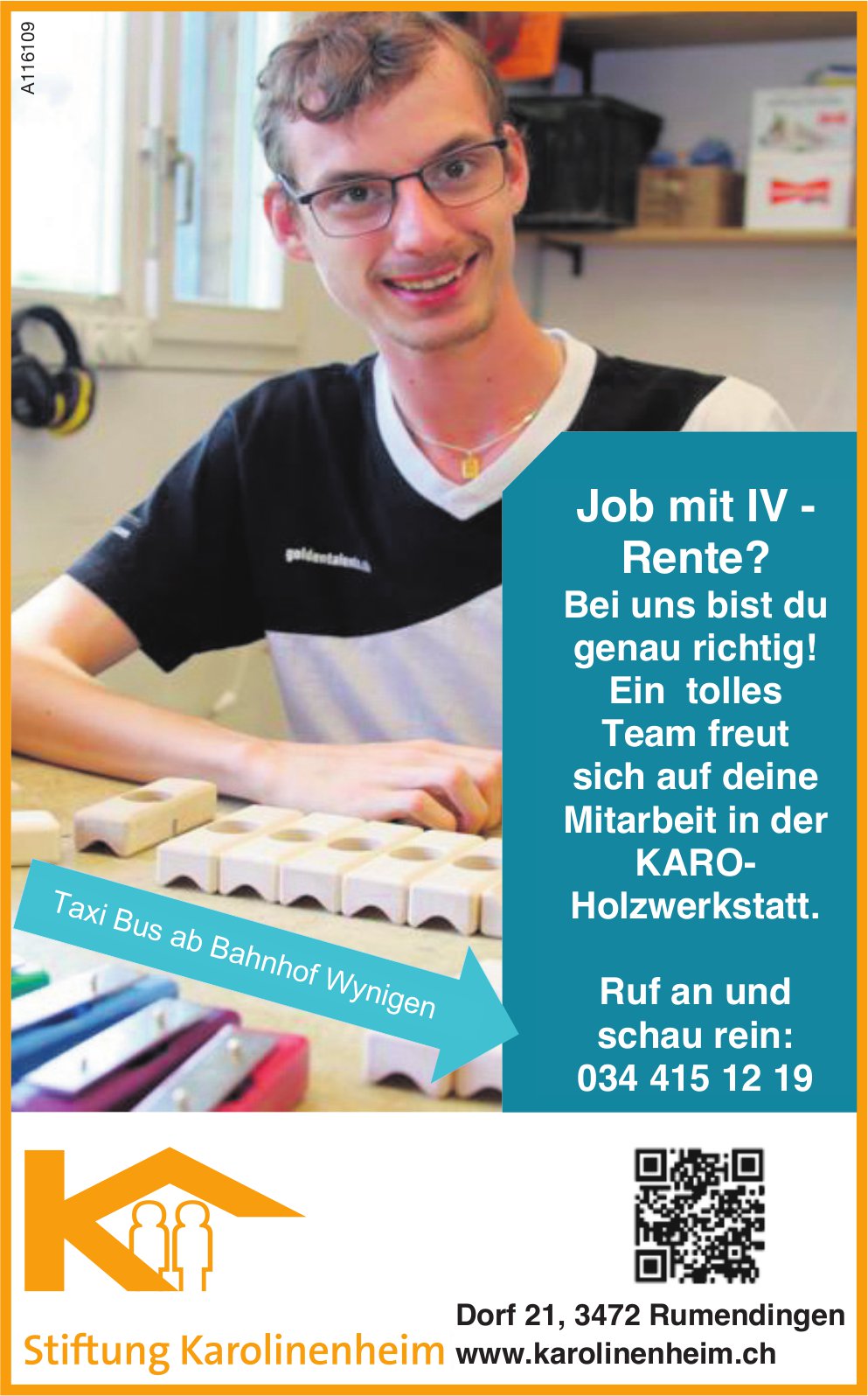 Mitarbeiter/in, Stiftung Karolinenheim, Rumendingen, gesucht
