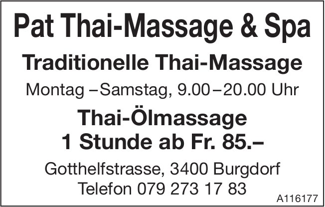 Pat Thai-Massage & Spa, Burgdorf - Traditionelle Thai-Massage