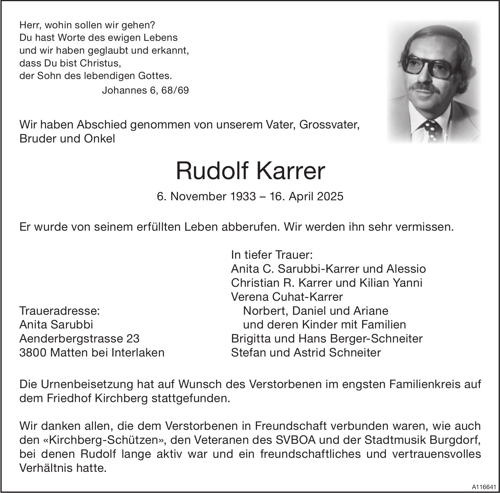 Rudolf Karrer, April 2025 / TA
