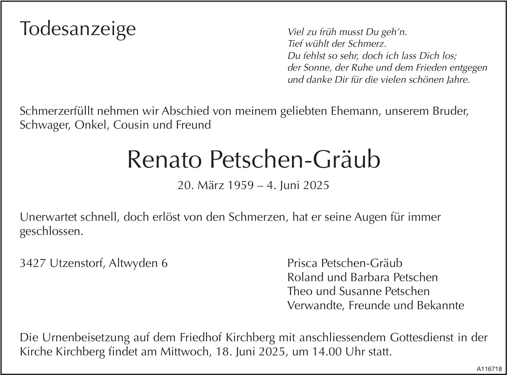 Renato Petschen-Gräub, Juni 2025 / TA