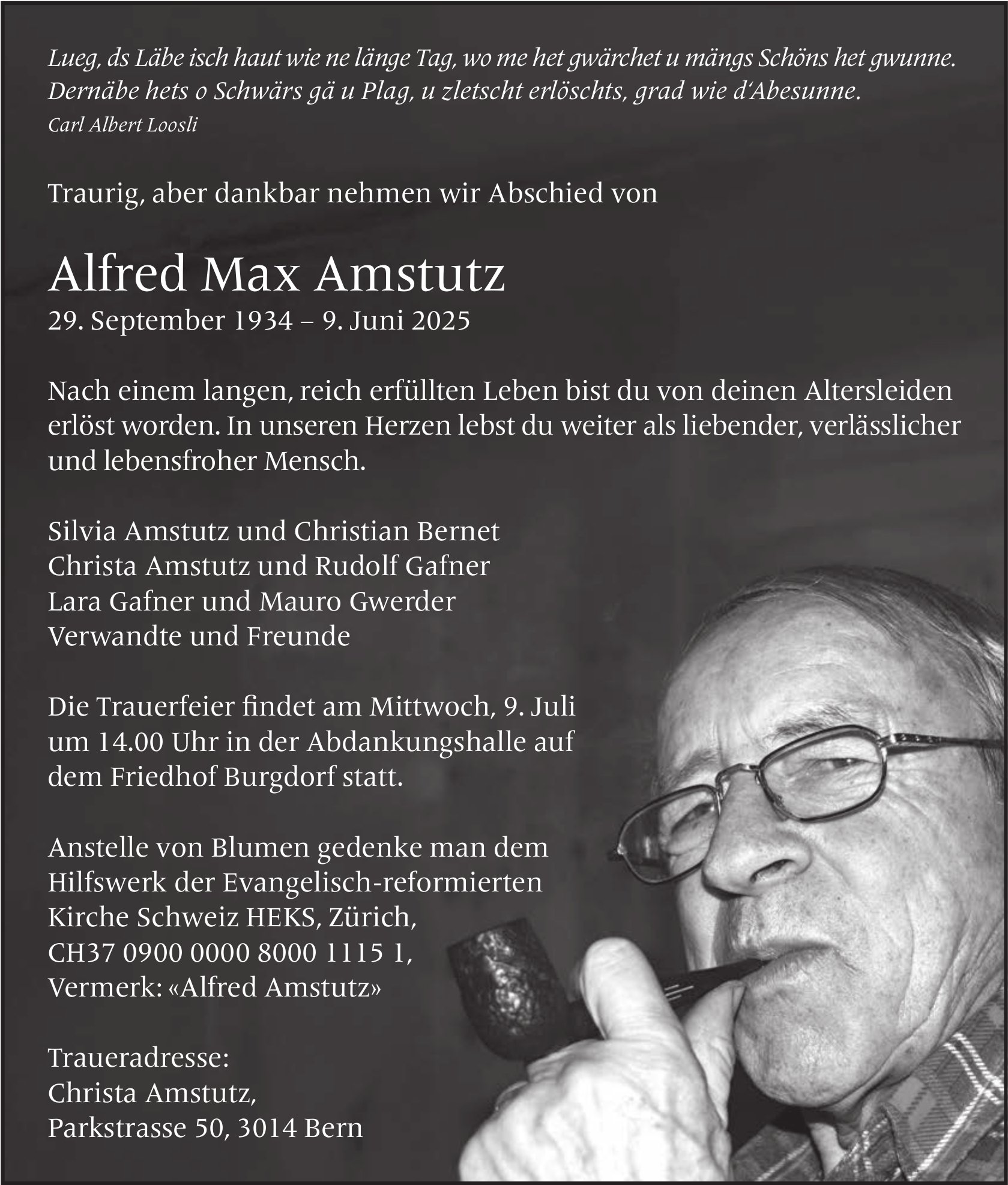 Alfred Max Amstutz, Juni 2025 / TA