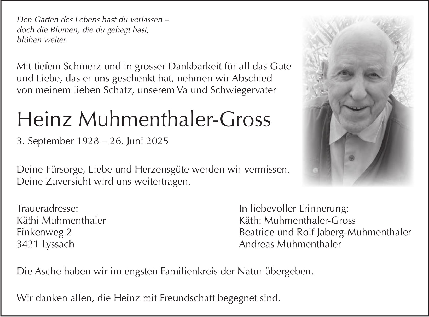 Heinz Muhmenthaler-Gross, Juni 2025 / TA