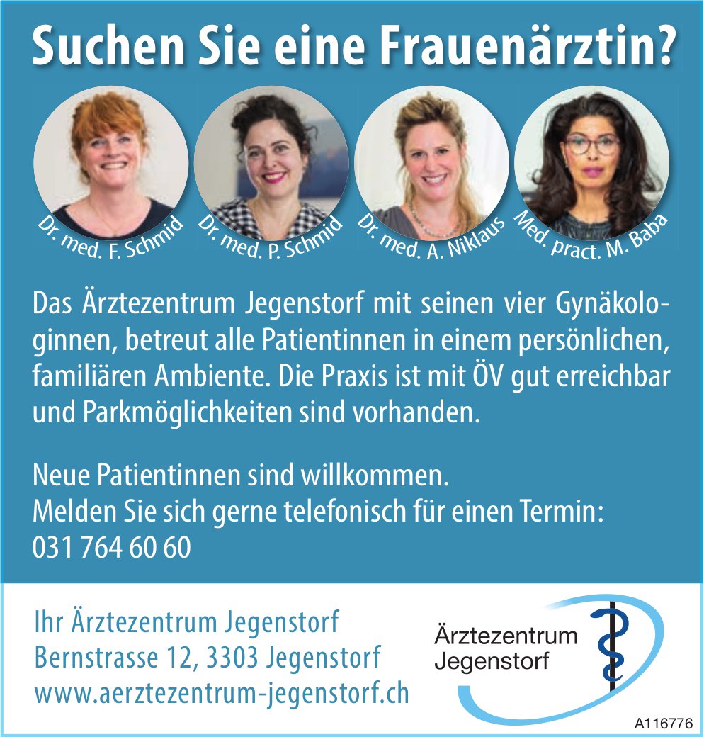 Aerztezentrum Jegenstorf, Suchen Sie eine Frauenärztin?