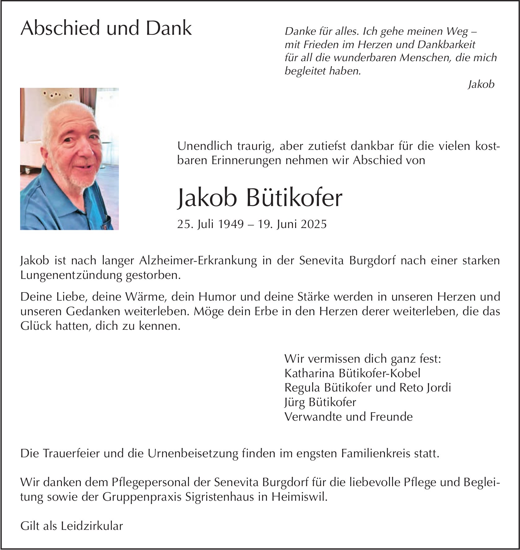 Jakob Bütikofer, Juni 2025 / TA