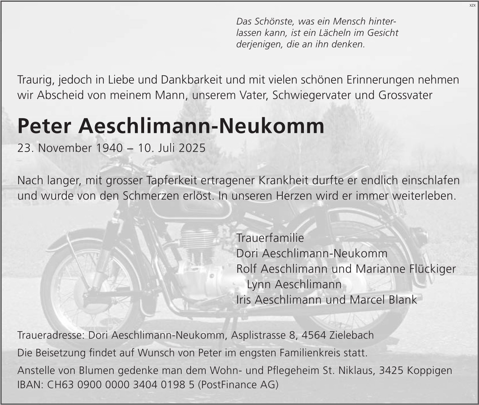 Peter Aeschlimann-Neukomm, Juli 2025 / TA