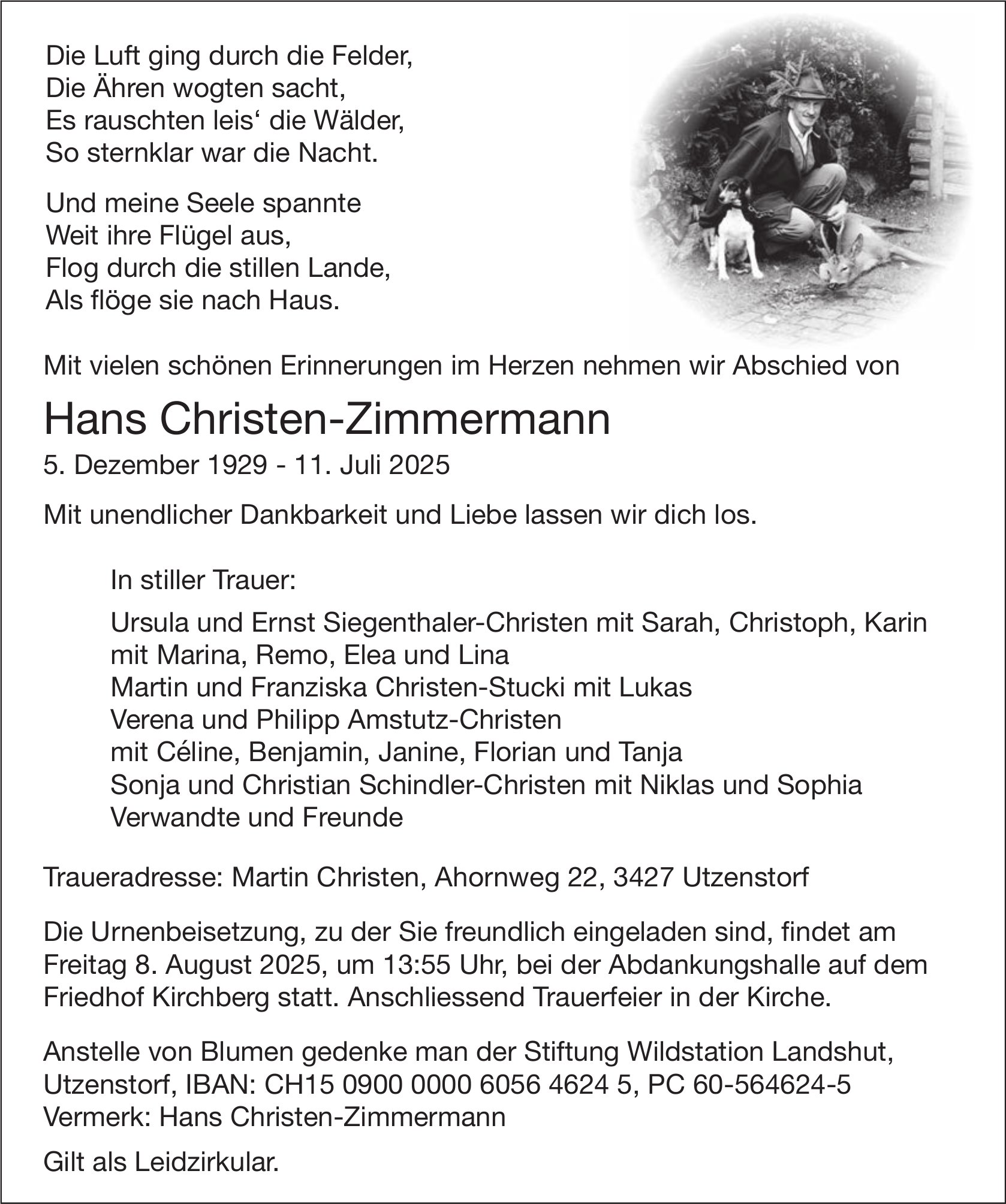 Hans Christen-Zimmermann, Juli 2025 / TA