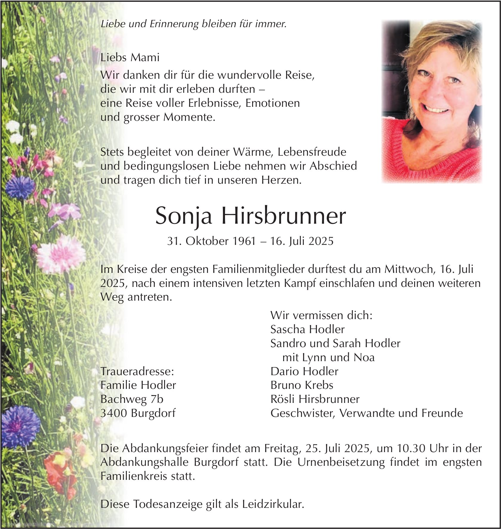 Sonja Hirsbrunner, Juli 2025 / TA