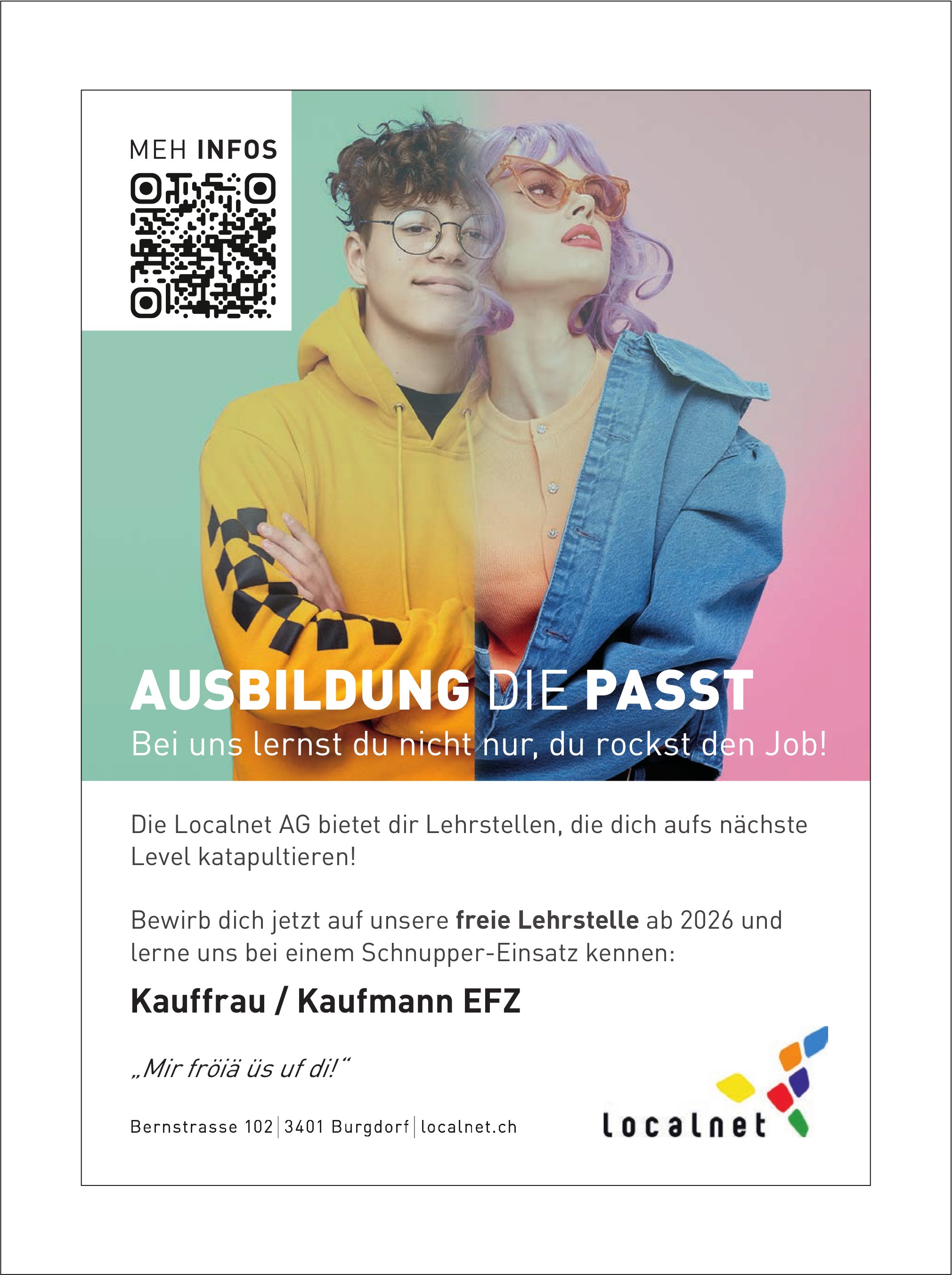 Lehrstelle als Kauffrau/Kaufmann EFZ, Localnet AG, Burgdorf, zu vergeben