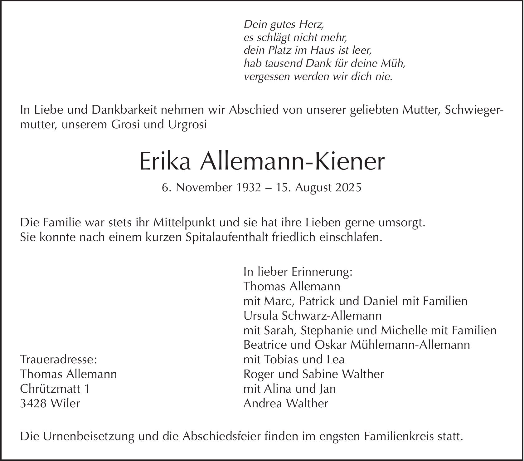 Erika Allemann-Kiener, August 2025 / TA