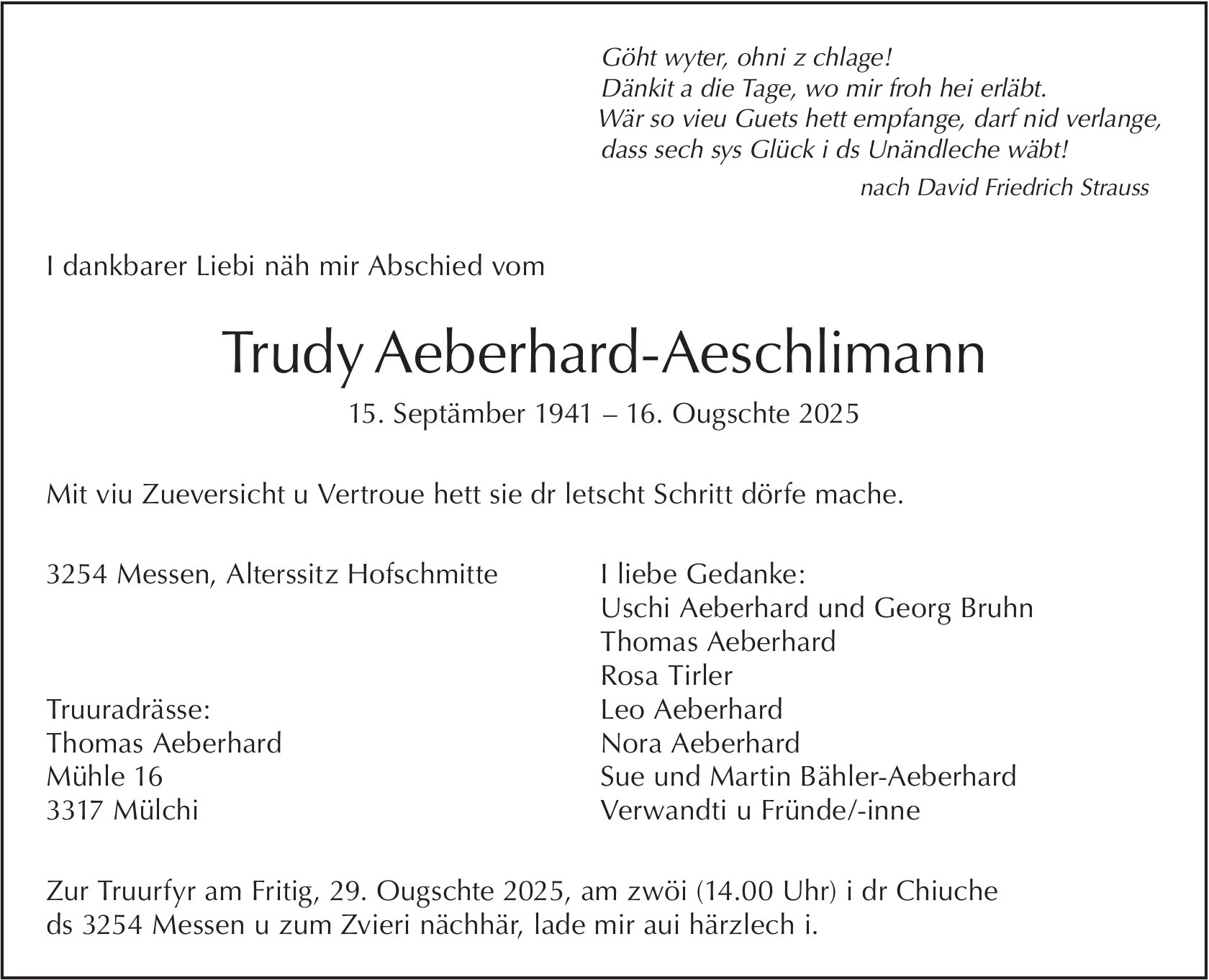 Trudy Aeberhard-Aeschlimann, August 2025 / TA