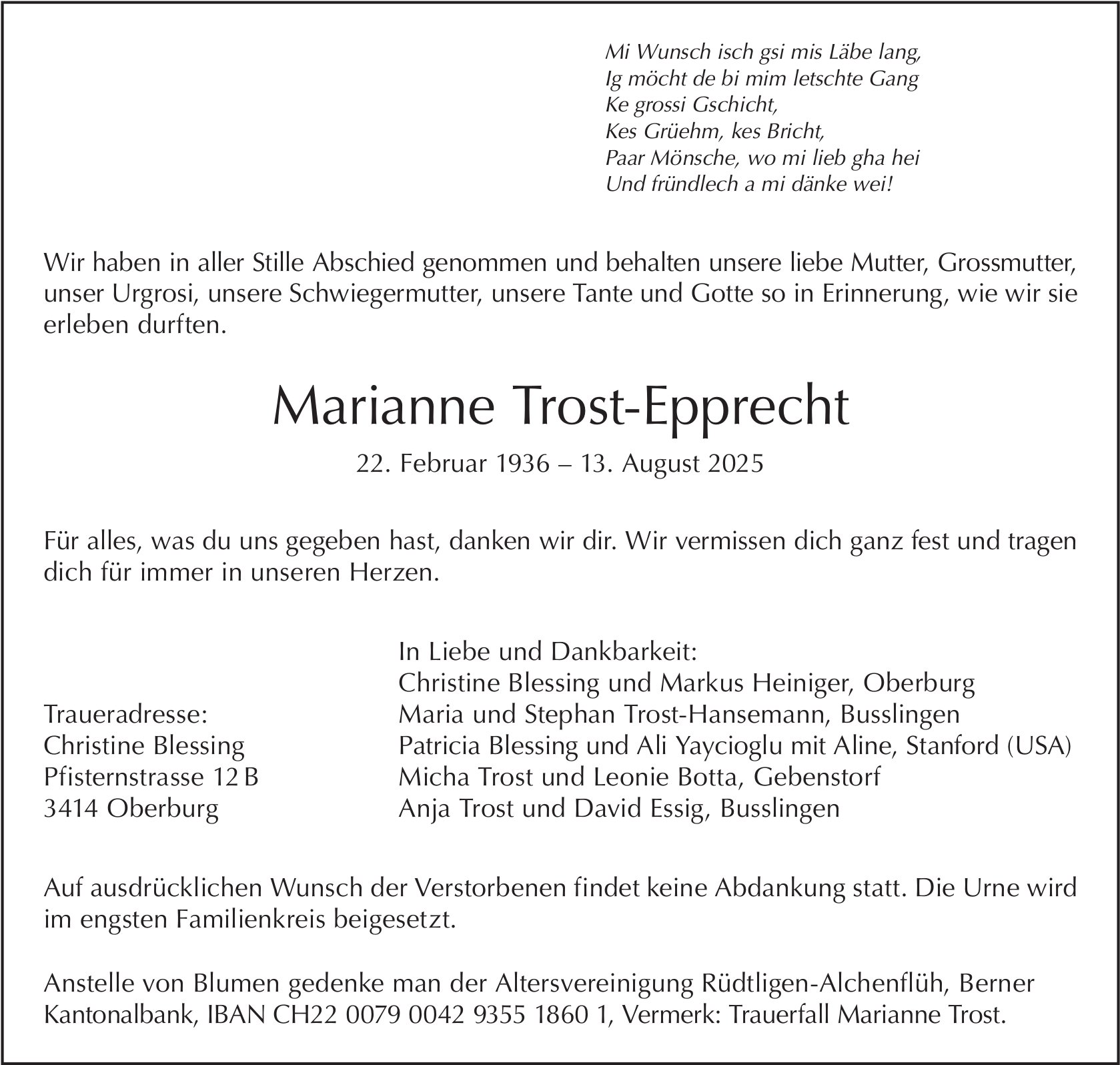 Marianne Trost-Epprecht, August 2025 / TA