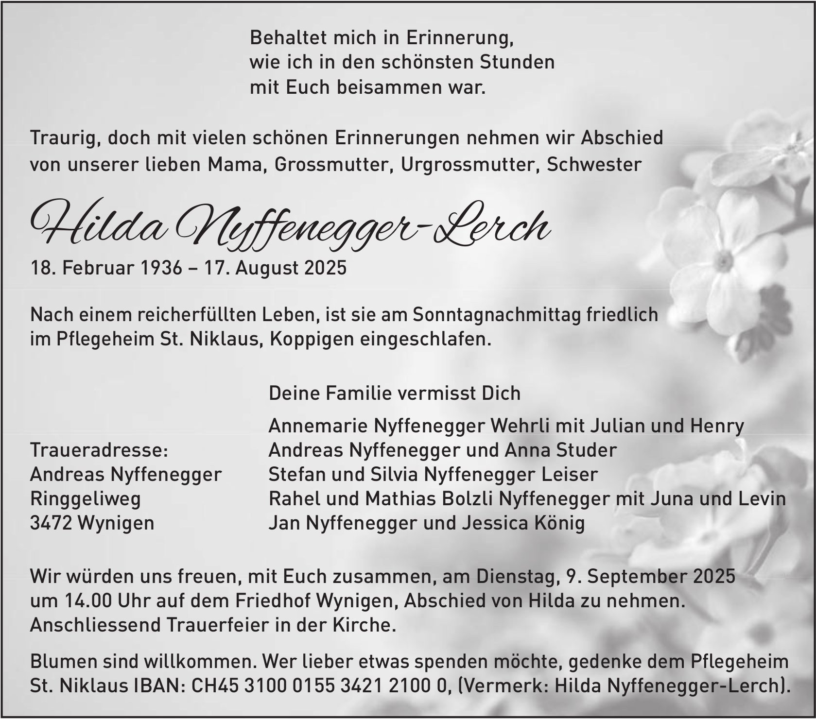 Hilda Nyffenegger-Lerch, August 2025 / TA