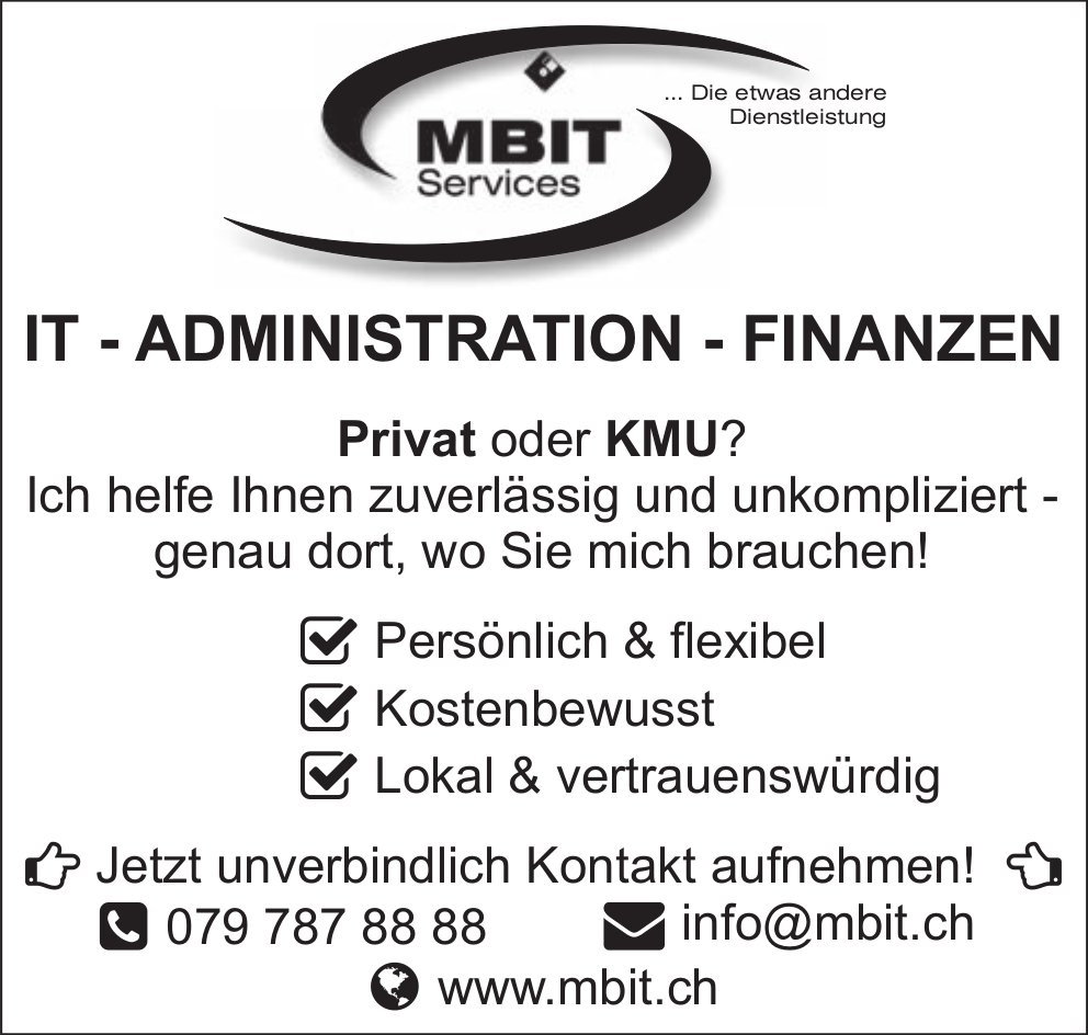 MBIT Services, IT, Administration,  Finanzen
