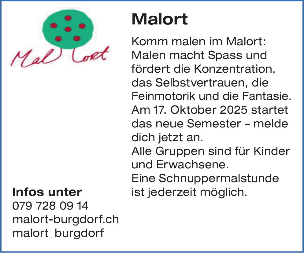Malort, Burgdorf - Neues Semester ab 17. Oktober