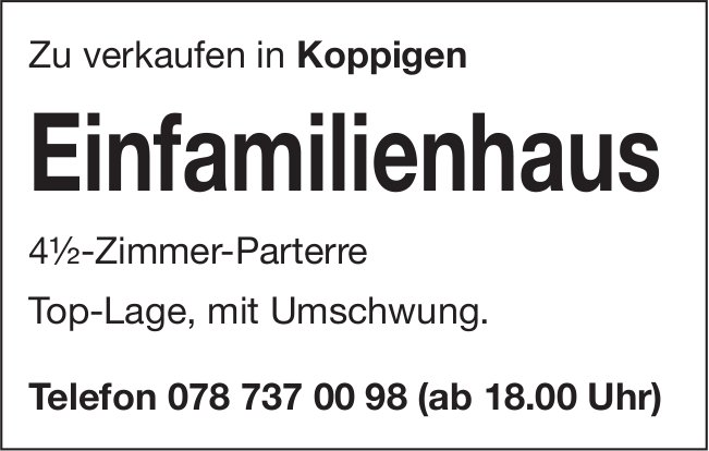4.5-Zimmer-Einfamilienhaus, Koppigen, zu verkaufen
