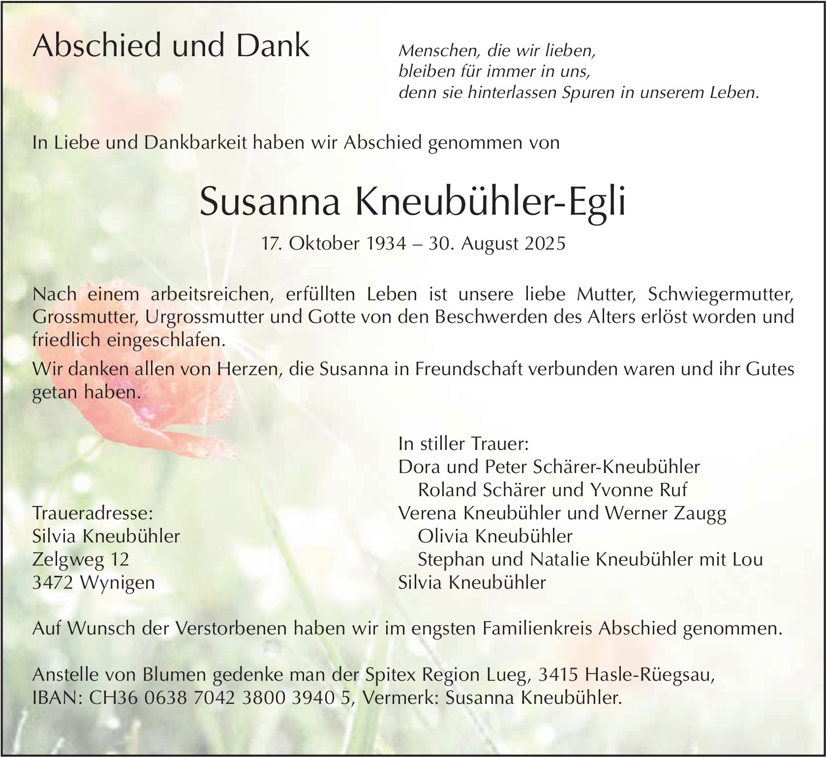 Susanna Kneubühler-Egli, August 2025 / TA