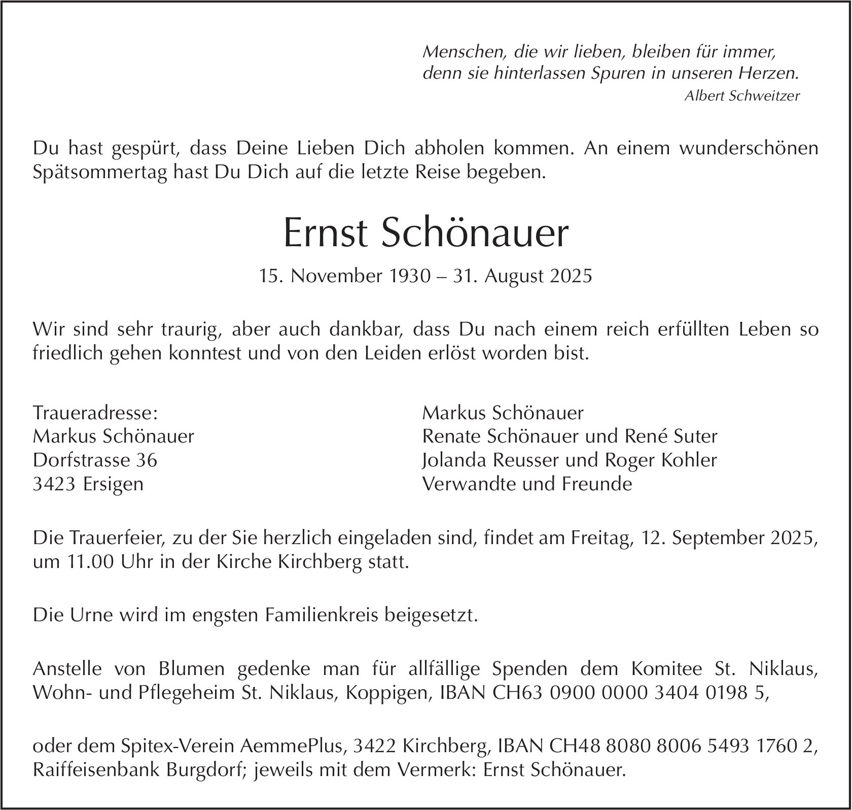 Ernst Schönauer, August 2025 / TA