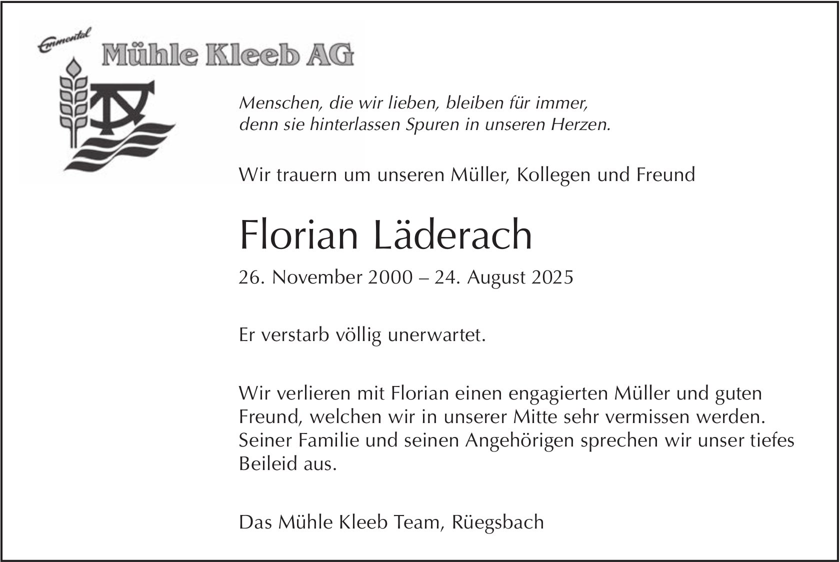 Florian Läderach, August 2025 / TA