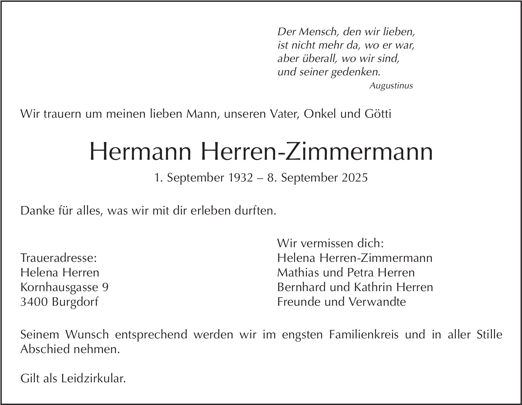 Hermann Herren-Zimmermann, September 2025 / TA