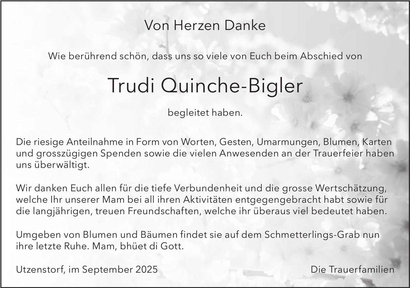 Trudi Quinche-Bigler, im Oktober 2025 / DS