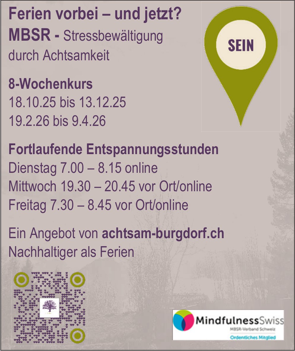 Achtsam, Burgdorf - Kursprogramm