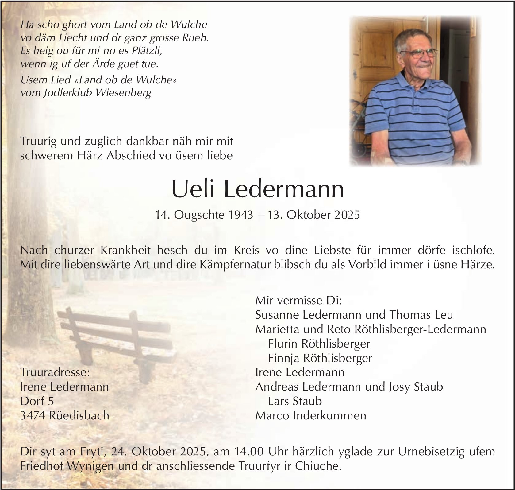 Ueli Ledermann, Oktober 2025 / TA