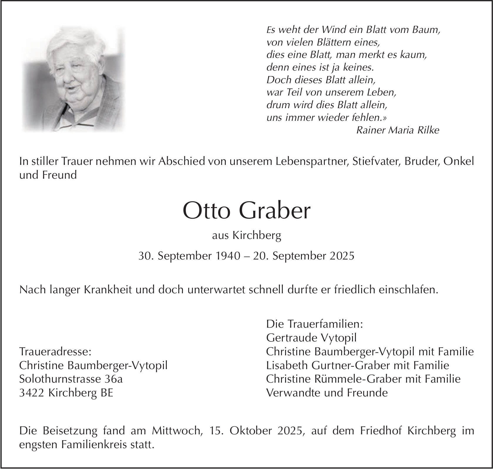 Otto Graber, September 2025 / TA