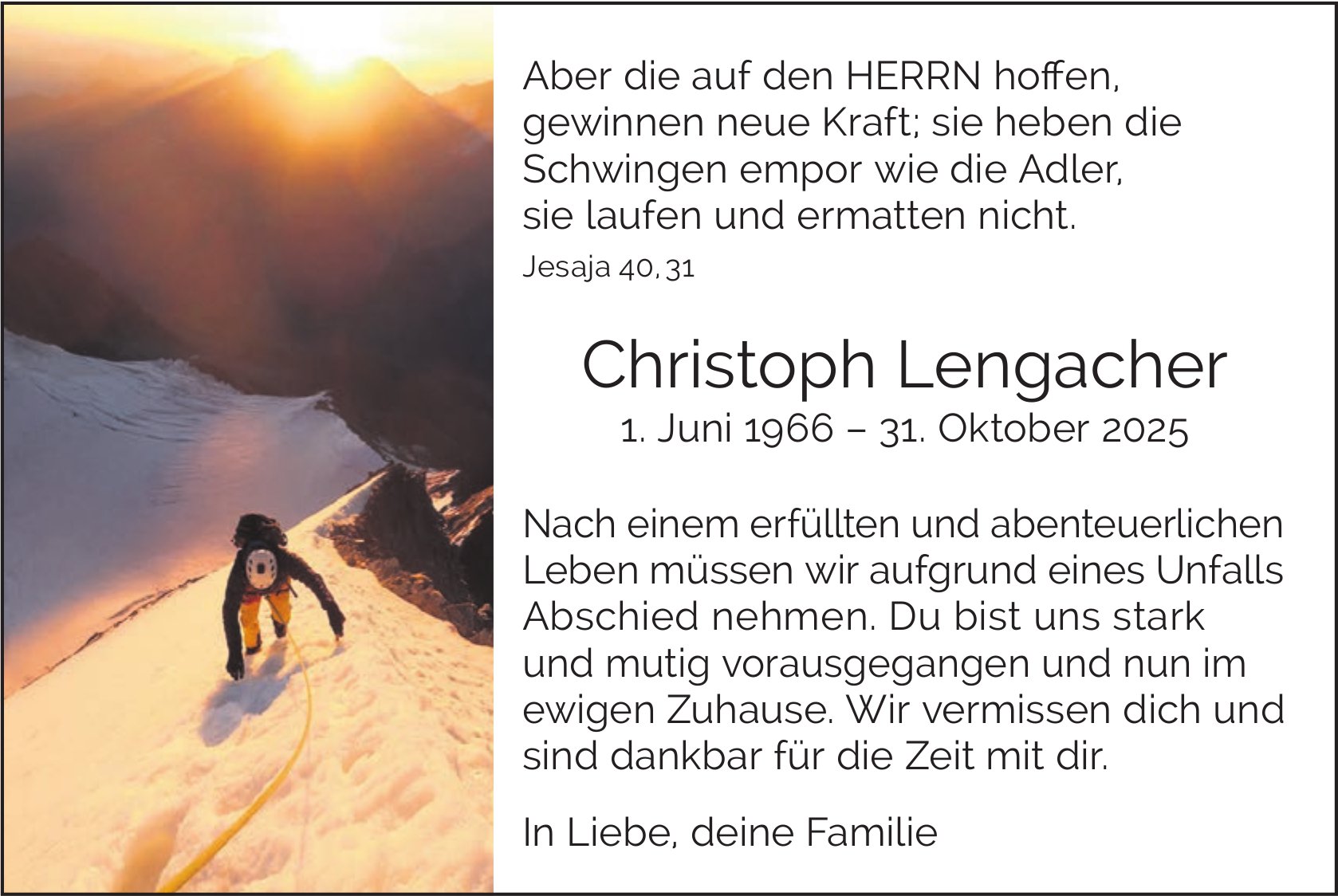 Christoph Lengacher, Oktober 2025 / TA