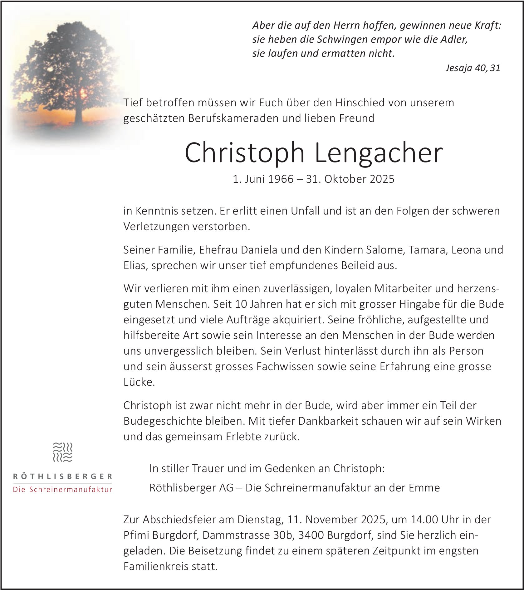 Christoph Lengacher, Oktober 2025 / TA