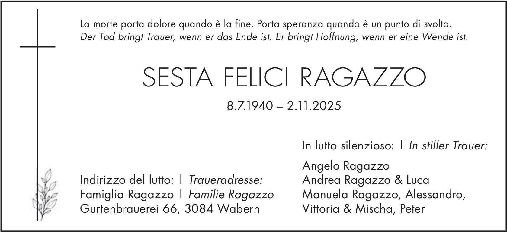 Sesta Felici Ragazzo, November 2025 / TA