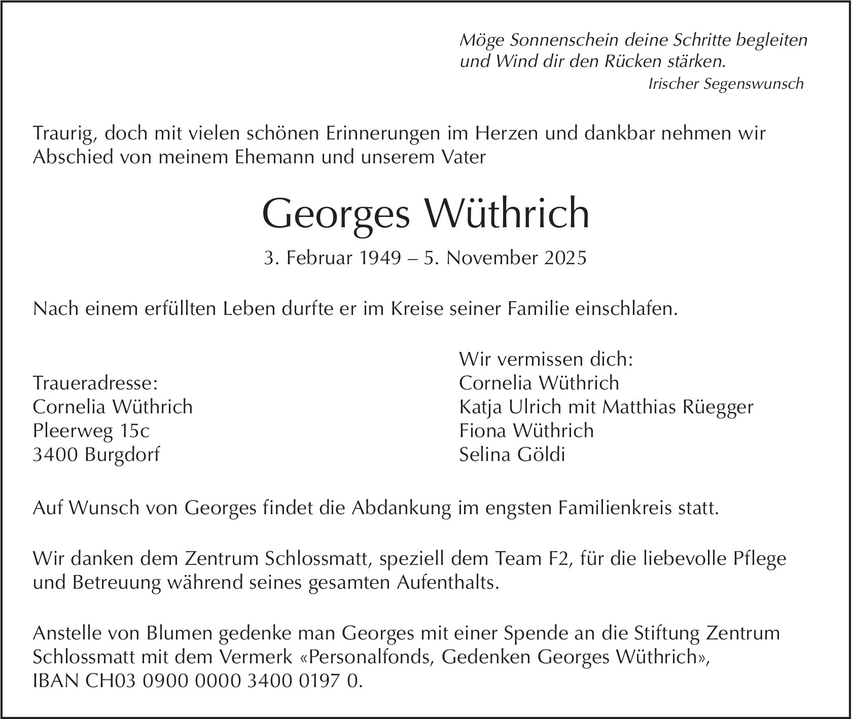 Georges Wüthrich, November 2025 / TA