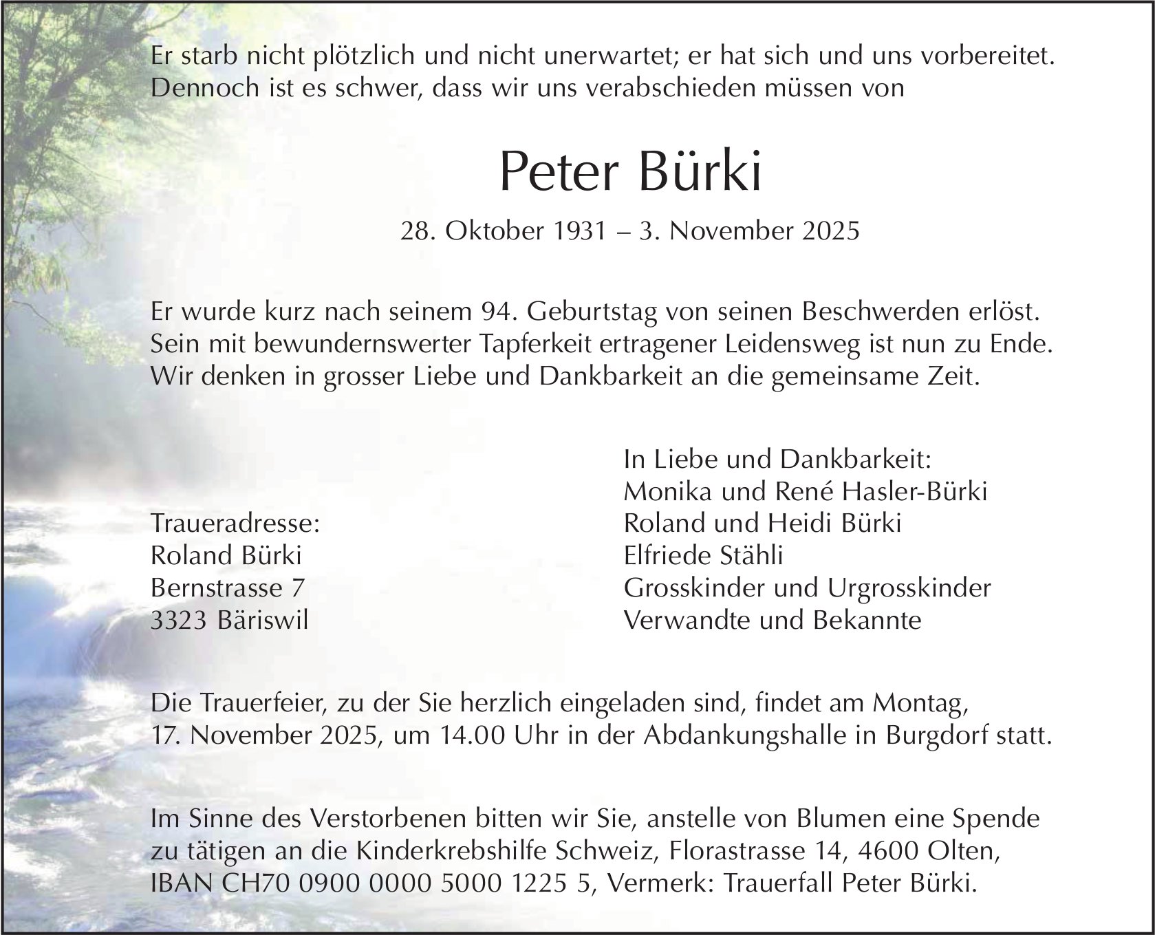 Peter Bürki, November 2025 / TA