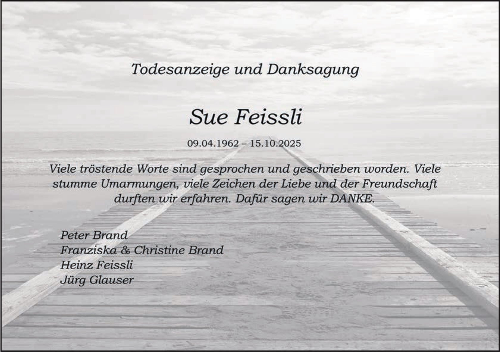 Sue Feissli, Oktober 2025 / TA + DS