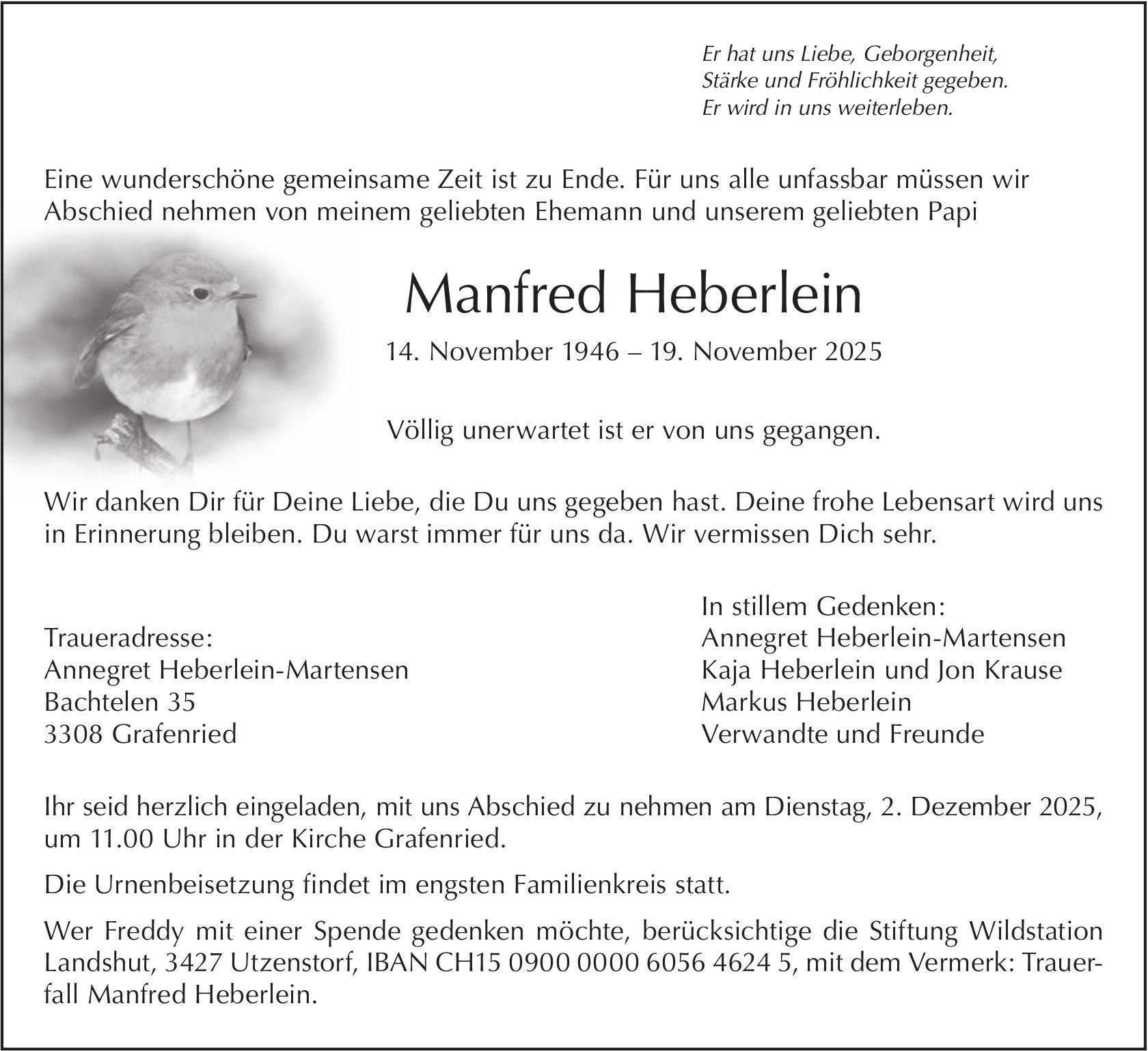 Manfred Heberlein, November 2025 / TA