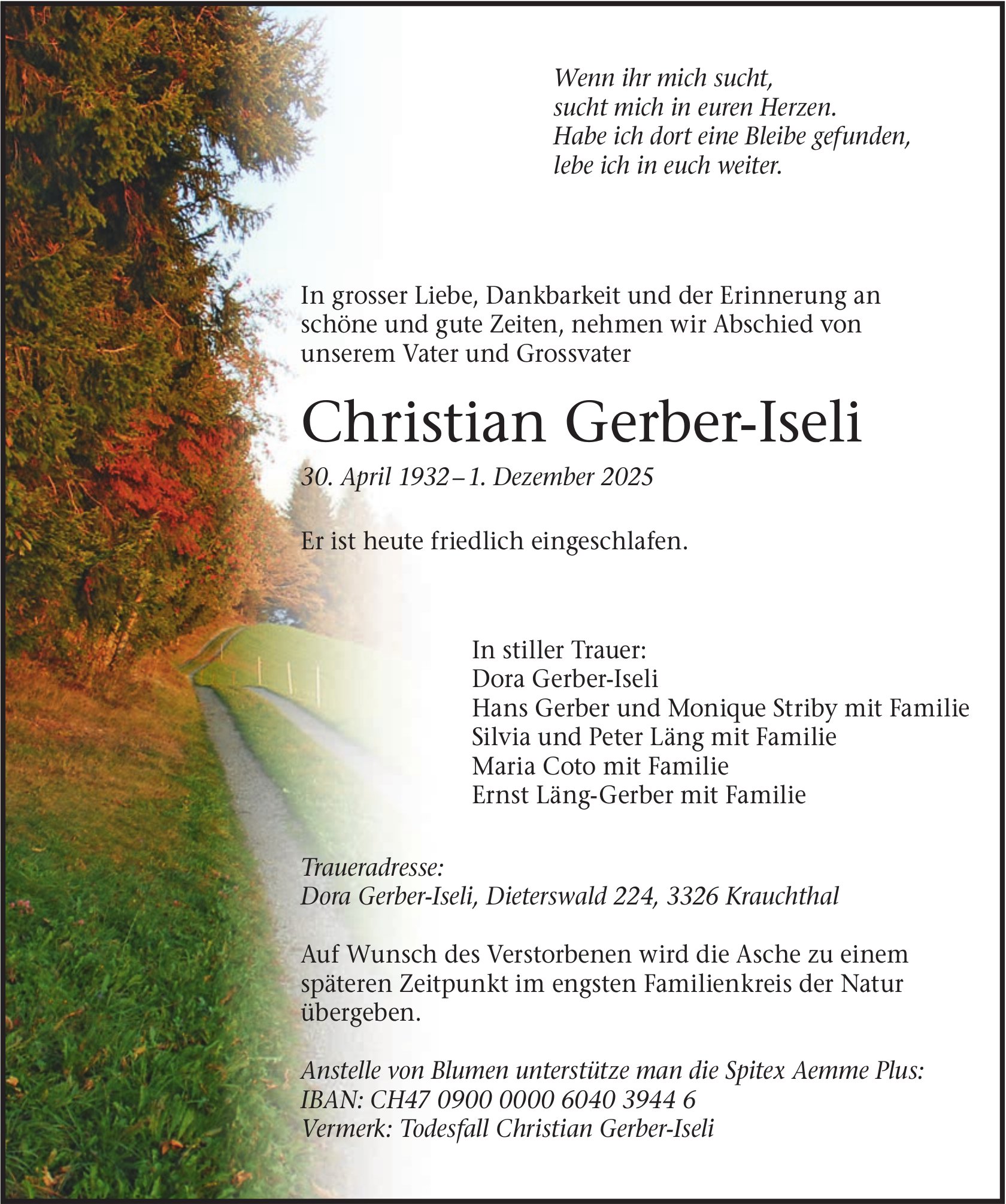 Christian Gerber-Iseli, Dezember 2025 / TA
